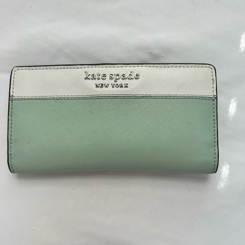 kate spade Light Green and White Wallet